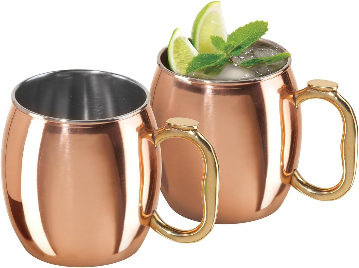 Oggi Set of 2 Copper Plated Stainless Steel Moscow Mule Mugs