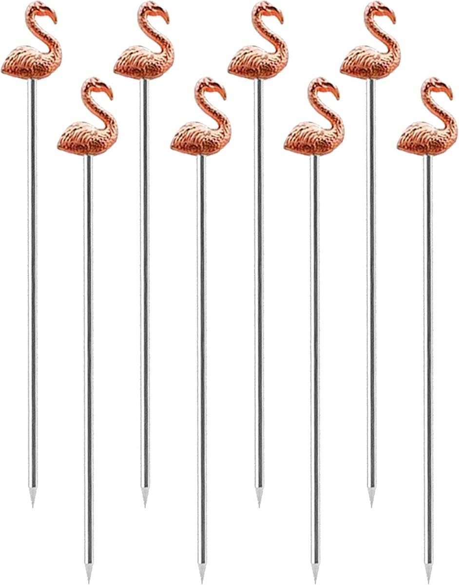 OGGI Flamingo Metal Cocktail Picks Stick 8 pcs