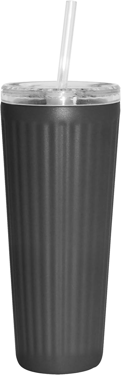 Oggi 24oz Vacuum Insulated Fluted Tumbler with Straw