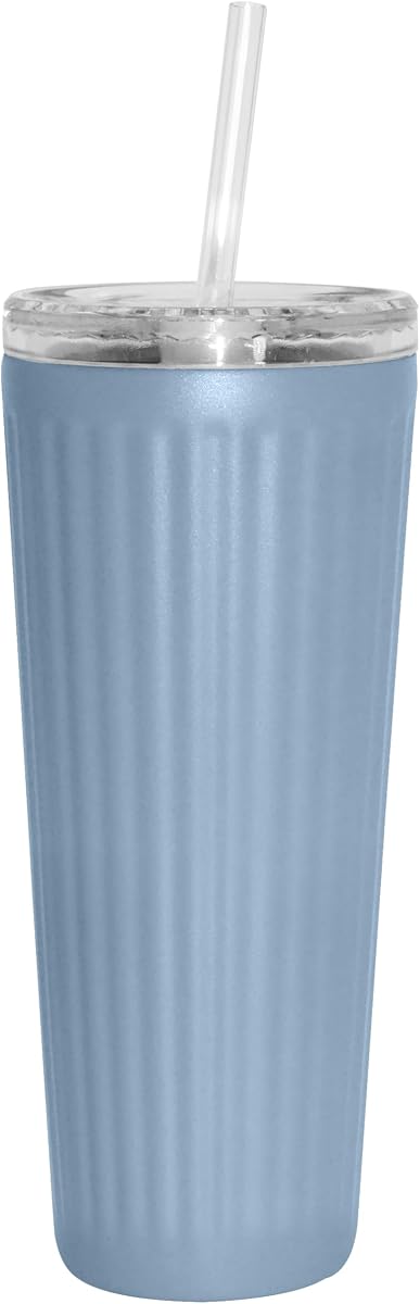 Oggi 24oz Vacuum Insulated Fluted Tumbler with Straw
