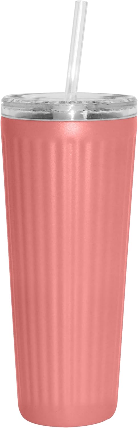 Oggi 24oz Vacuum Insulated Fluted Tumbler with Straw