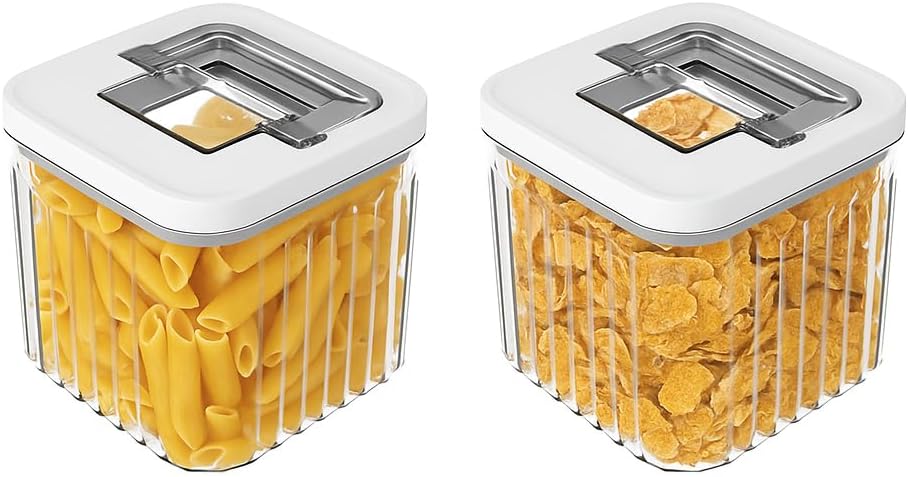Oggi Airtight Clear Fluted Canister Set of 2