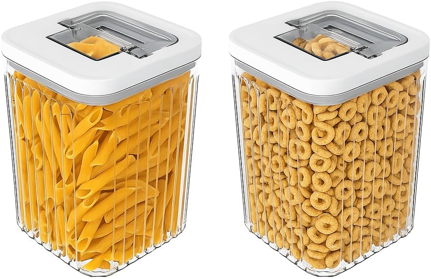 Oggi Airtight Clear Fluted Canister Set of 2