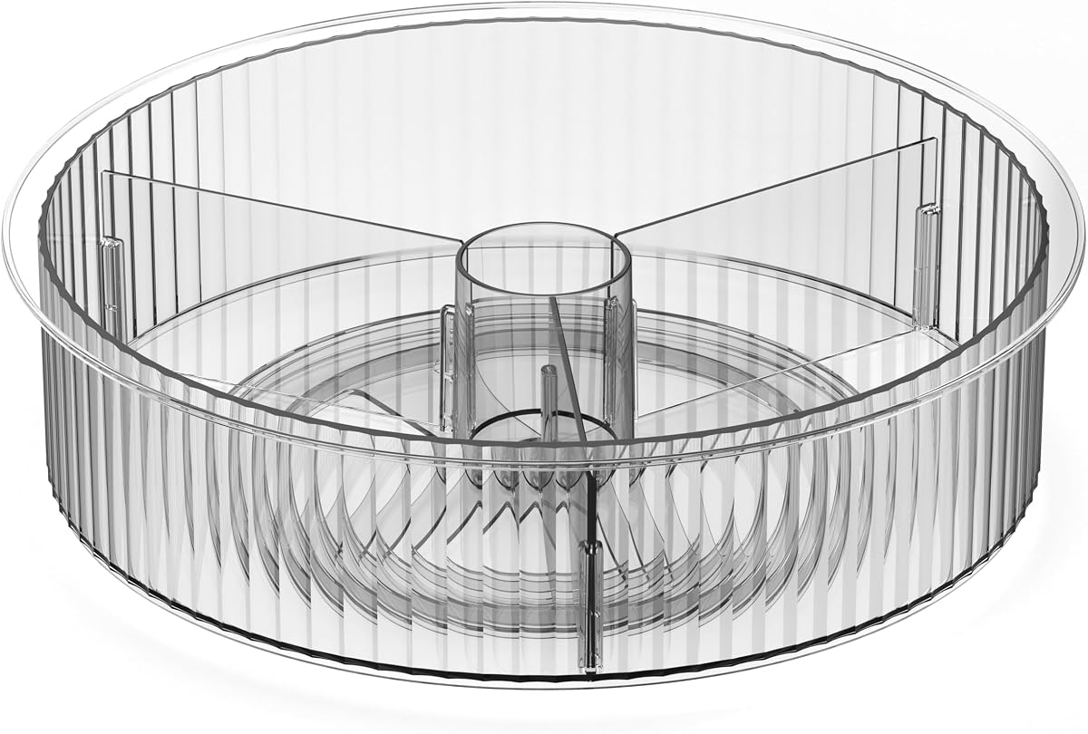 Oggi 12" Divided Fluted Lazy Susan Turntable Organizer