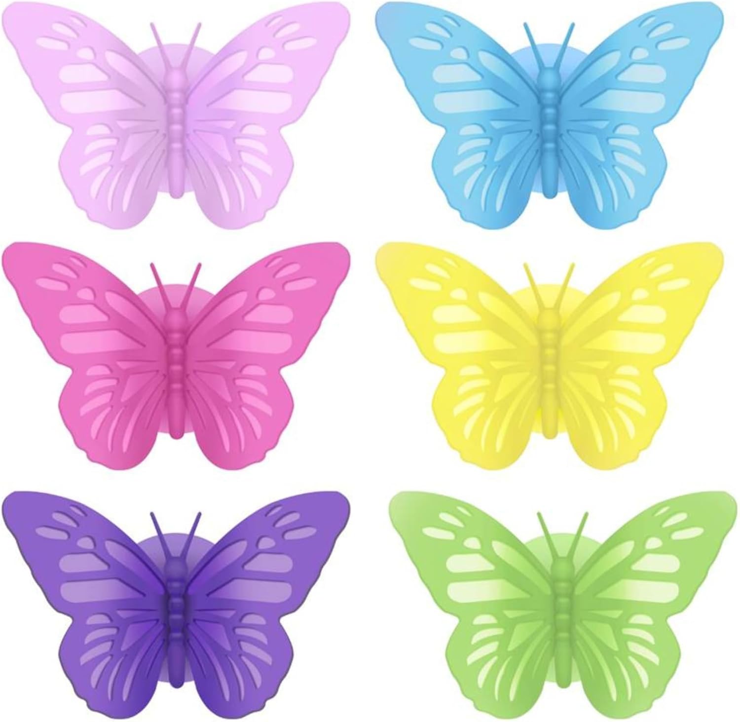 Oggi Set of 6 Silicone Butterfly Suction Wine Glass Charms
