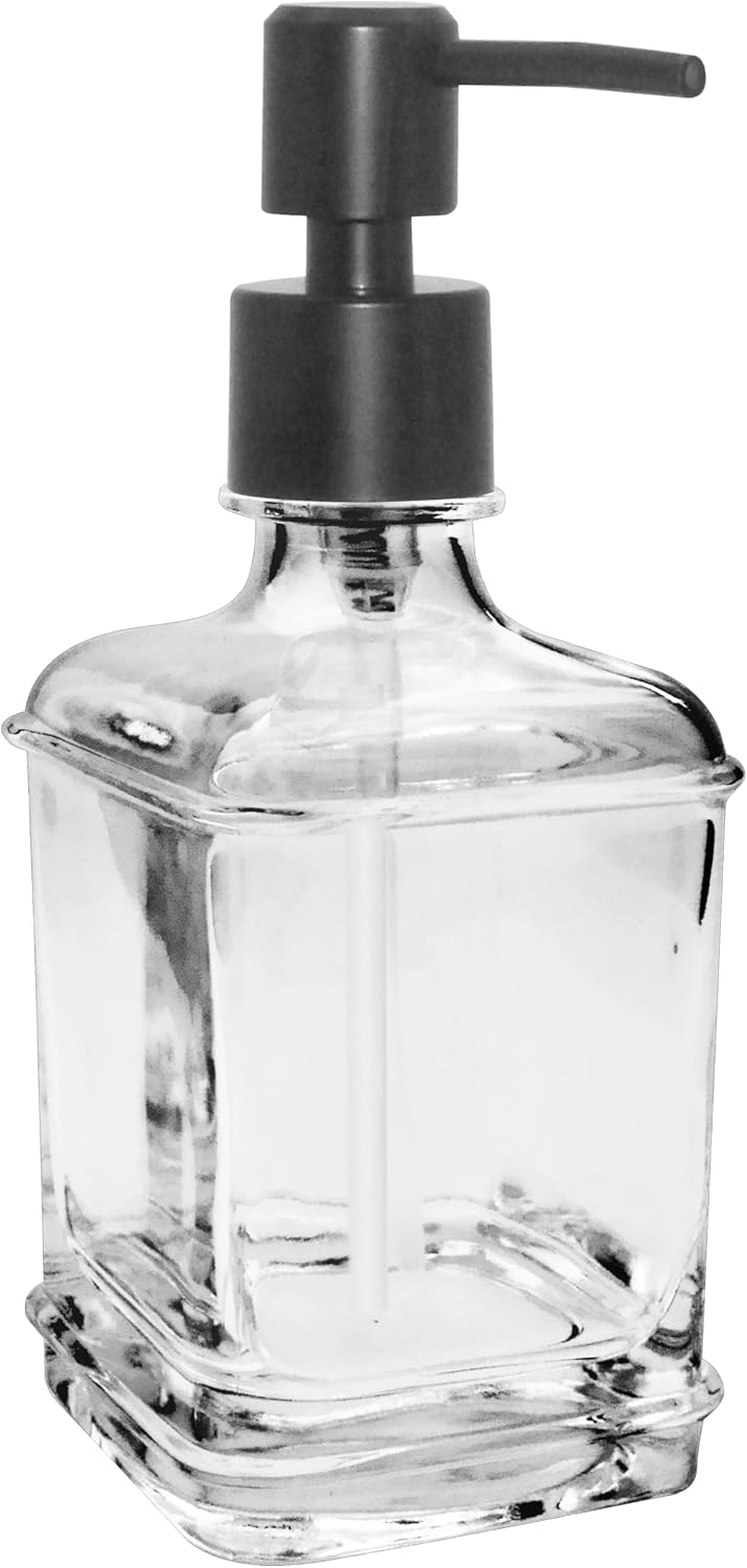 OGGI 10oz Square Glass Soap Dispenser with Matte Black Pump