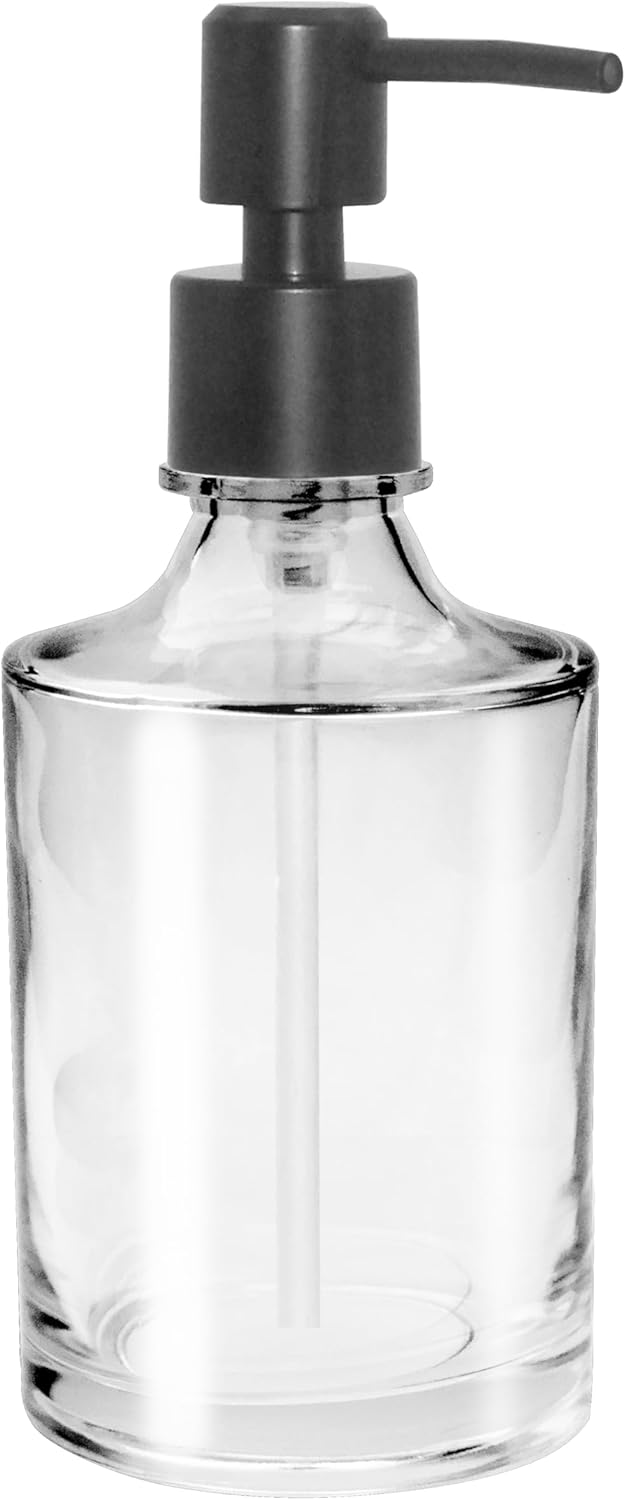 OGGI 10oz Round Glass Soap Dispenser with Matte Black Pump