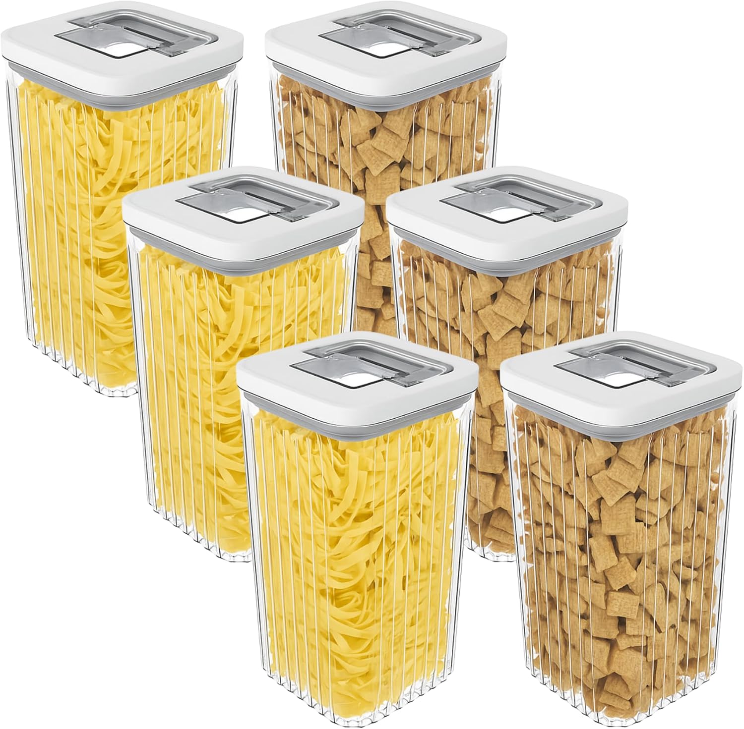 Oggi Airtight Clear Fluted Canister Set of 6