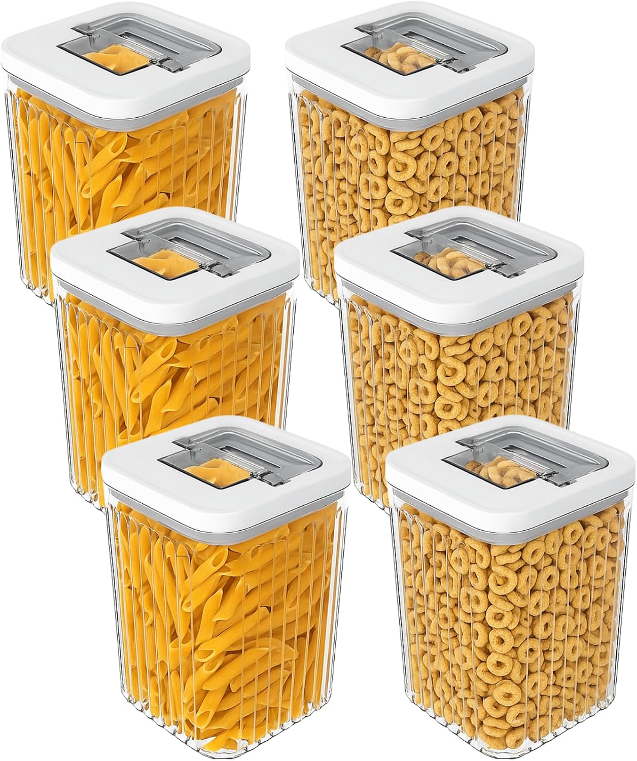 Oggi Airtight Clear Fluted Canister Set of 6